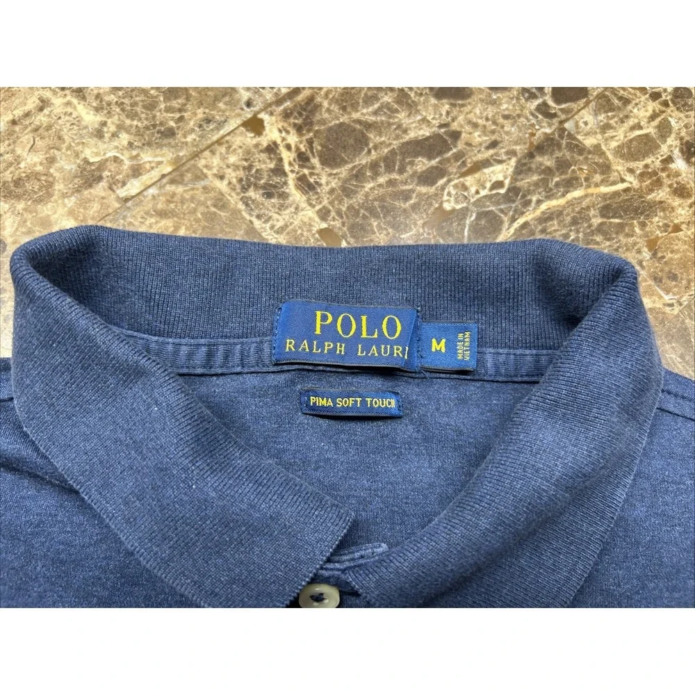 Polo Ralph Lauren Polo Shirt Teens Medium Navy Blue Short Sleeve Pima Soft Touch